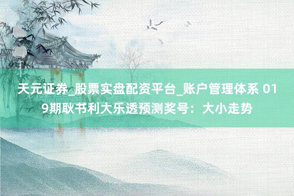 天元证券_股票实盘配资平台_账户管理体系 019期耿书利大乐透预测奖号：大小走势
